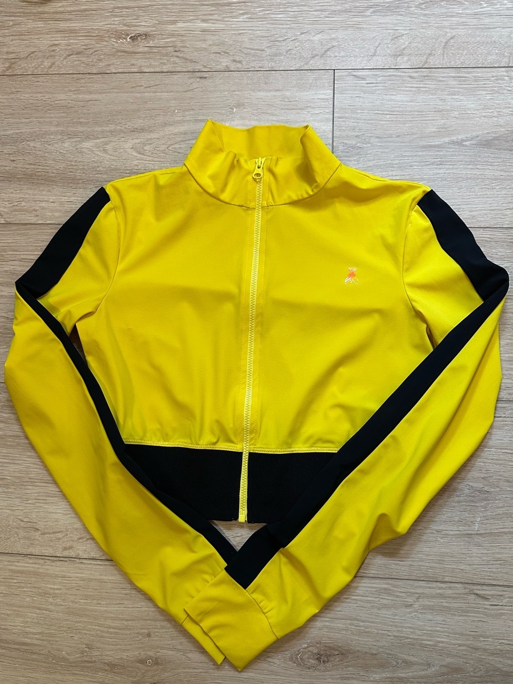 Patrizia Pepe Yellow and Black Cropped Track Jacket.. Made in Italy- No Flaws-
